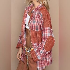NWOT POL Oversized Plaid Button Down Shirt